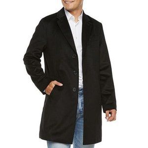 NWT STAFFORD MEN'S CLASSIC FIT WOOL BLEND‎ TOP COAT BLACK 44 LONG
